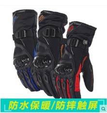 AX Sepeda Motor Berkuda Sarung Tangan Layar Sentuh Anti-Air dan Dropproof Musim Dingin Hangat Motor Knight Sarung Tangan Silang Country Sarung Tangan (Warna: merah) (Ukuran: XL)-Internasional