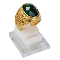 Ayodhya Cincin Batu Zamrud Emerald Hijau Titanium Gold 003 - Cincin Pria
