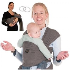 Bayi Carrier Pembungkus Sling Lingkaran-2 Sling Cincin Ditambahkan untuk Ibu Menyusui-Saku Besar-Bayi Pancuran Yang Sempurna hadiah Kapas Tenunan untuk Bayi Baru Lahir, bayi, Balita-Gelap Grey-Internasional