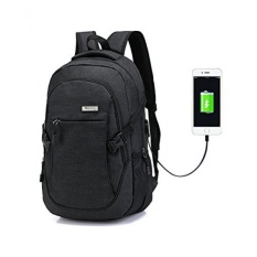 Ransel Laptop Ransel Hoperay Bisnis Ringan Nilon Air Tahan Serbaguna Bahu Ransel Buku Catatan dengan USB Pengisian Port Dibawah 17- inci Laptop dan Buku Catatan (Hitam) -Internasional