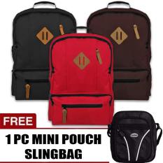 Bag & Stuff Swedia Laptop Unisex Backpack - Up to 13 Inchi + Free 1 pc Mini Pouch Slingbag / Tas Pria / Tas Wanita / Tas Laptop / Tas Sekolah / Ransel Pria / Ransel Wanita / Ransel Sekolah / Ransel Murah