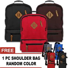 Bag & Stuff Swedia Laptop Unisex Backpack - Up to 13 Inchi + Free 1 pc Titan Shoulder Bag Random Color / Tas Pria / Tas Wanita / Tas Laptop / Tas Sekolah / Ransel Pria / Ransel Wanita / Ransel Sekolah / Ransel Murah