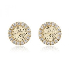 BallucciToosi Round Earrings-14 K Solid Kuning Emas Kecil Anting Unik dengan Cubic Zirkonia dan Screw Back-Perhiasan untuk Bayi Perempuan dan Womens-Intl