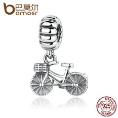 BAMOER 925 Sterling Silver Lovely Sepeda Charms Fit DIY Gelang Pesona Lucu untuk Bayi & Wanita Perhiasan PAS327
