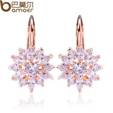 Bamoer JIE042 Jual Seksi 3 Warna Gold Warna Stud Anting-Anting dengan Warna-warni AAA Zirkon untuk Wanita Perhiasan-Internasional