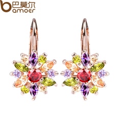 Bamoer JIE042 Jual Seksi 3 Warna Gold Warna Stud Anting-Anting dengan Warna-warni AAA Zirkon untuk Wanita Perhiasan-Internasional