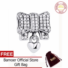 BAMOER Otentik 925 Sterling Silver Knot Heart Pesona Fit Asli Gelang Amp Kalung DIY Aksesoris PAS244-Intl