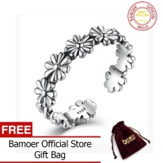 Bamoer Perak Murni Bunga Bunga Terbuka Yang Dapat Disesuaikan Jari Cincin 925 Sterling Perak untuk Wanita Pernikahan Hadiah Cincin VSR046-Internasional