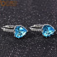 Bamoer YIE095 2016 Baru Arrival Perak Warna 4 Warna Batu Jantung Bentuk Trendi & Elegan AAA Zirkon Stud Anting untuk pesta N Hadiah-Internasional