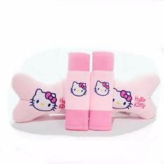 Bantal Mobil 2 in 1 / Bantal Leher / Car Set 2in1 - Hello Kitty / HK Pink