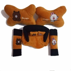 Bantal Mobil 3 in 1 / Car Set 3in1 / Aksesoris Mobil Brown Cony