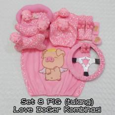 Bantal Mobil Carseat Set 8 PIG (Tulang ) Love Doger Kombinasi