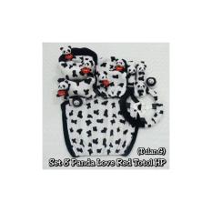 Bantal Mobil / Sarung Jok 8 In 1 Boneka PANDA LOVE RED Motif