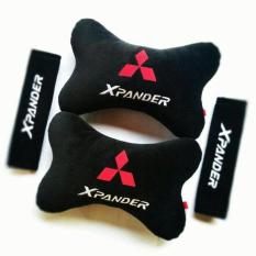 Bantal Set For Mitsubishi Xpander / Bantal Leher Mobil Xpander / Bantal Mobil Xpander ((LOGO XPANDER)) - HITAM