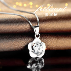 S925 Sterling Perak Berlapis Putih Emas atau Perak Bertatah Berlian Liontin Kalung Klavikula