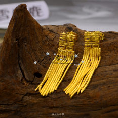 Rumbai Berlapisan Emas Dengan Gaun Naga Dan Phoenix Anting Jepit Tanpa Tindik Anting
