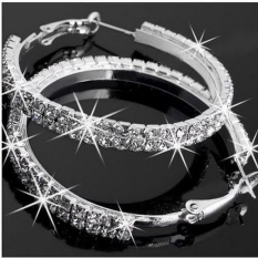 Baru Wanita Anting-Anting Bulat Getah Dekorasi Pesta Kasual Ring Anting-Anting Berlian Imitasi