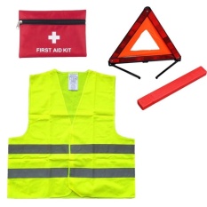 Beau First Aid Kit + Peringatan Tripod + Safety Rompi Keselamatan Mobil untuk Keadaan Darurat Pinggir Jalan Multicolor-Intl