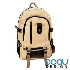 BEAU Tas Ransel Wanita Pria Import Batam Branded Model Terbaru Laptop Canvas Leather Backpack