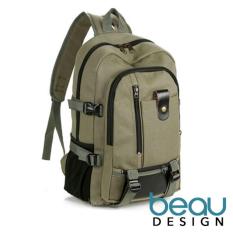 BEAU Tas Ransel Wanita Pria Batam Branded Model Terbaru Import Laptop Canvas Leather Backpack