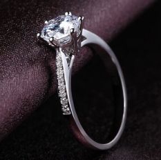 Beberapa 18 K Berlapis Platinum Menikah Cincin Pasangan Miniatur Cincin Berlian