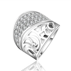 Bella & Co Popular Anniversary Ring SVR139-8 White Gold Plated Aksesoris Perhiasan Cincin