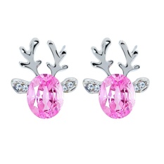 Bali Fashion Wanita Gadis Xmas Berlapis Perak Hadiah Natal Telinga Kristal Anting Stud-Intl