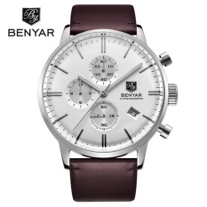 BENYAR Fashion Merek Mewah Pria's Kulit Jam Tangan Jam Tangan Bisnis QUARTZ Watch Jam Tangan Stainless Steel Case Waterproof Watch Jam Tangan Es Erkek Kol Saati 2720