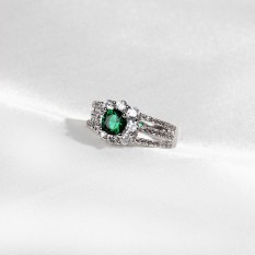 Bersinar Zamrud Asli Hijau Zamrud Asli Zirkon Berlian Cincin
