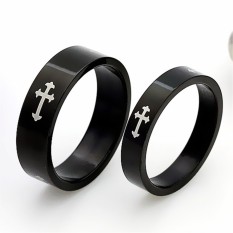 BEST-Women Fashion Rings Ao Weiluo hot personality fashion cross black titanium steel ring boy and girl couple trend of the ring - intl