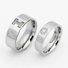 Terbaik Wanita Modis Cincin Orville Versi Korea dari Baja Titanium Sepasang Cincin Terukir Berlian Modis Cincin Mewah pria dan Wanita Modis Tren Lingkaran-Internasional