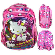 BGC 5 Dimensi Gambar Rubah2 Hello Kitty Tas Ransel Anak Sekolah TK 3 Kantung IMPORT - Pink Kitty
