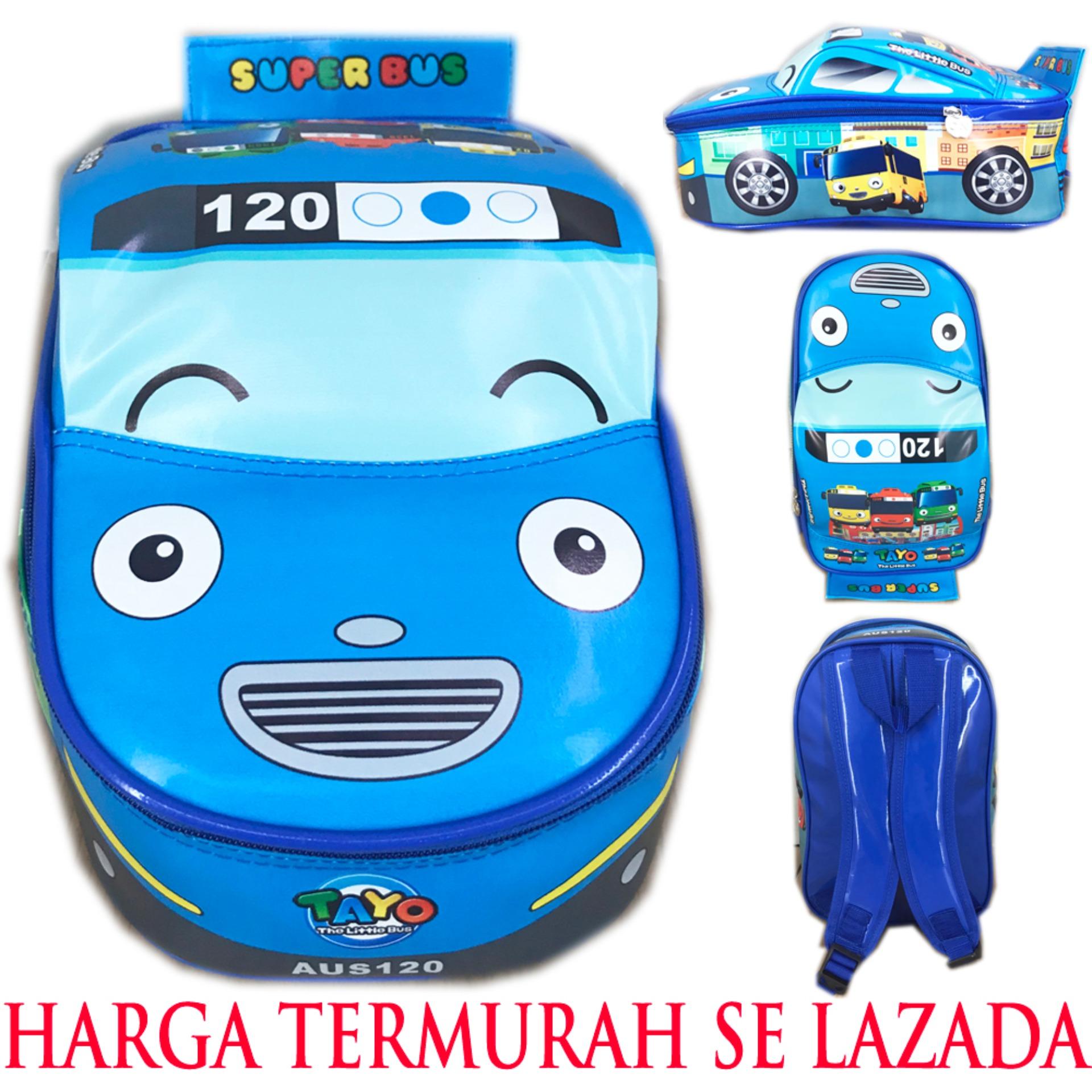 BGC Tas Ransel Sekolah Anak TK Tas Mobil On The Road Tayo Tayo Bus - Blue