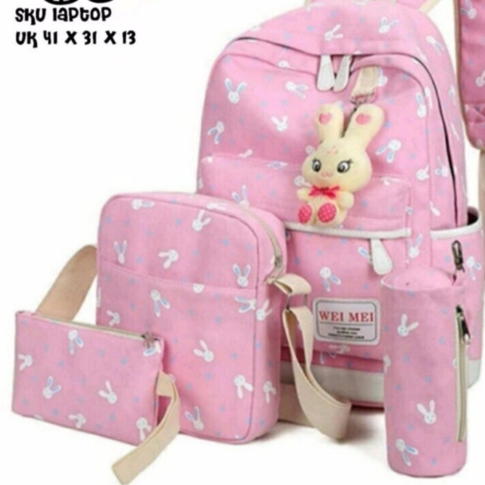 Bhl Tas Sekolah RanseL Backpack Anak 4in1 RABBYT PRINT