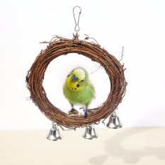 Burung Burung Beo Rotan Berayun Lingkaran Gantungan Peliharaan Parakeet Budgie Cockatiel Kandang Mainan Cokelat Diameter: Kira-kira. 5.91 Inch-Internasional
