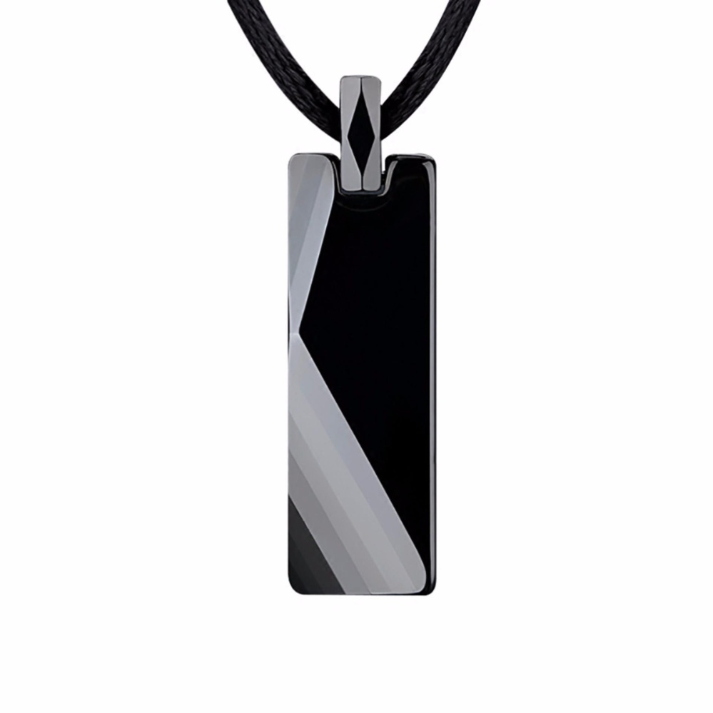 Kalung Pria Dengan Liontin Wolfram Karbida Hitam