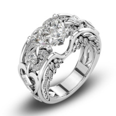Blue Eyes Cincin Batu Delima Merah Berlian Perak Kristal Tiara Hati Kerajaan