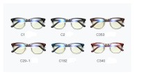 Biru Filter Cahaya Block UV Lensa Transparan Vintage Kacamata Kacamata Komputer Hitam C1-Intl