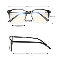 Biru Filter Cahaya Block UV Lensa Transparan Vintage Kacamata Kacamata Komputer Hitam C179-Intl