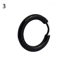 Cincin Stainless Bluelans PC 16/21/23mm Gothic Punk Sederhana Titanium Steel Hoop Anting Tindik Anting- Anting 21mm (hitam)
