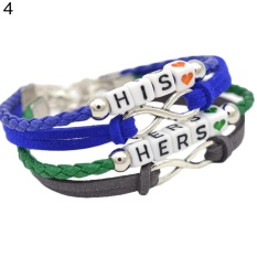 Bluelans® 2 Pcs Unisex Fashion His. Beads Tenun Tali Indonesia Ngumpul Di Sini Dikepang Gelang Perhiasan (4 #)