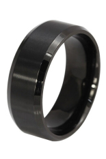 Bluelans® 8 mm Men's 18 karat berlapis emas pernikahan cincin baja Titanium dipoles hitam ukuran kami 10