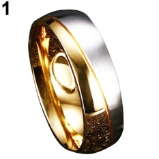 Bluelans® Fashion Gold Cincin dari Bahan Titanium Cincin Pernikahan Perhiasan Pengantin Hadiah Anak Laki-laki-Intl