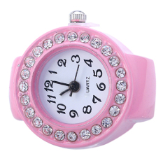 Bluelans® Bandung Photo: “Perempuan Usia Silicon Round Rhinestone Elastis Kuarsa Cincin Jari C Gift Pink