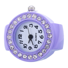 Bluelans® Bandung Photo: “Perempuan Usia Silicon Round Rhinestone Elastis Kuarsa Cincin Jari C Gift Ungu