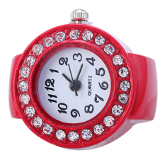 Bluelans® Bandung Photo: “Perempuan Usia Silicon Round Rhinestone Elastis Kuarsa Cincin Jari C Hadiah Merah
