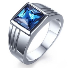 Cincin Titanium Bluelans Berlian Imitasi Pernikahan Lebar Ring Ukuran 7-11 8