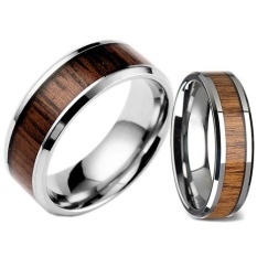Cincin Titanium Bluelans Kreatif Wide Band Kayu Titanium Steel Ring Ukuran 6-12 US 6