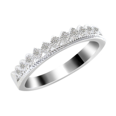 Bluelans® Wanita Pria Emas Bersalut Berlian Imitasi Mahkota Perhiasan Cincin Dua Cinta Perak