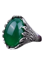 Bluelans® Wanita Pria Emas Bersalut Berlian Imitasi Opal Jari Cincin Batu Hijau